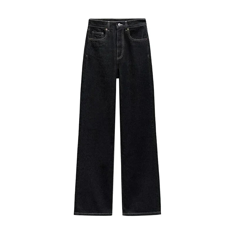 Womens Denim Jacket Pants Set Lapel Button High Waist Straight Trousers