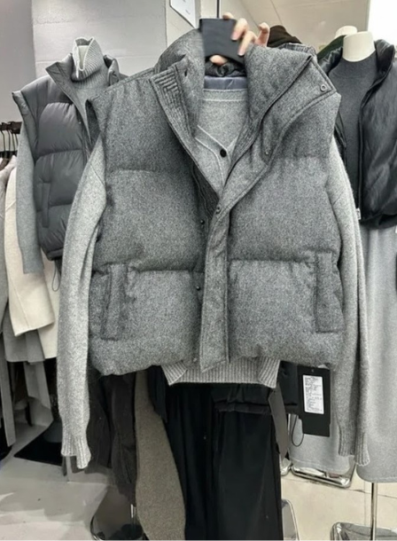 Chic Women's Short Parka Vest – High Street Streetwear Jacket