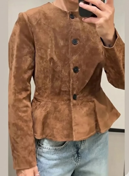 Womens Long Sleeve Solid Jacket Lace Up O Neck Single Breasted Streetwear