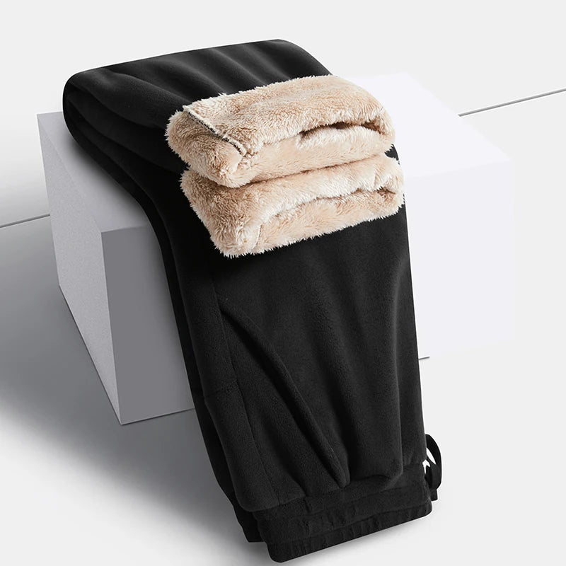 Mens Womens Casual Oversize Fleece Drawstring Gym Trousers Winter