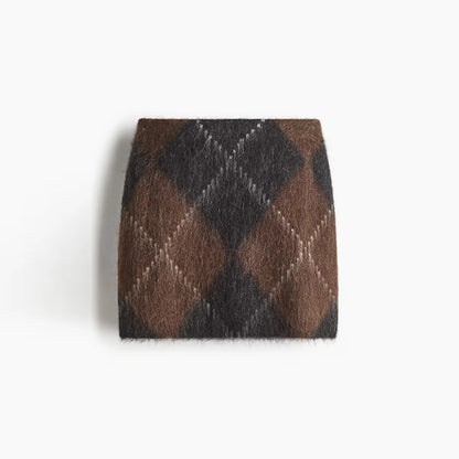 Womens Loose Casual Turtleneck Sweater Argyle Pattern Drop Shoulder Pullover