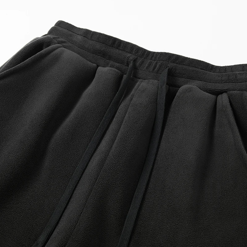 Mens Womens Casual Oversize Fleece Drawstring Gym Trousers Winter