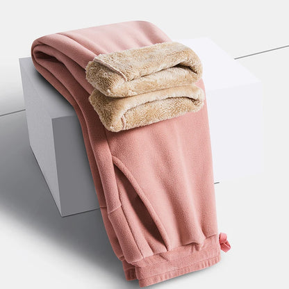 Mens Womens Casual Oversize Fleece Drawstring Gym Trousers Winter