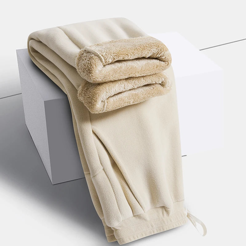 Mens Womens Casual Oversize Fleece Drawstring Gym Trousers Winter