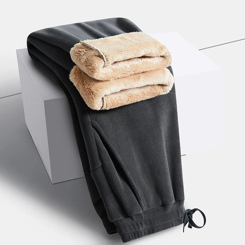 Mens Womens Casual Oversize Fleece Drawstring Gym Trousers Winter